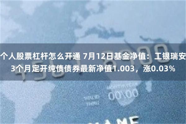 个人股票杠杆怎么开通 7月12日基金净值：工银瑞安3个月定开纯债债券最新净值1.003，涨0.03%