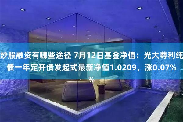 炒股融资有哪些途径 7月12日基金净值：光大尊利纯债一年定开债发起式最新净值1.0209，涨0.07%