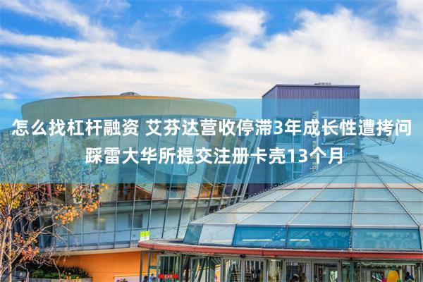 怎么找杠杆融资 艾芬达营收停滞3年成长性遭拷问 踩雷大华所提交注册卡壳13个月